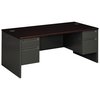 Hon Pedestal Desk, 36 in D X 72" W X 29.5" H, Mahogany/Charcoal, Metal H38180.N.S